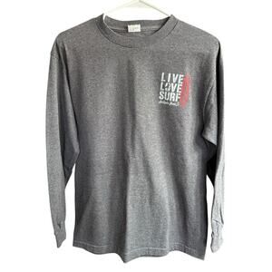 Vtg 90s Live Love Surf Shirt Long Sleeve Gray Alstyle Tag M Surfing Beach